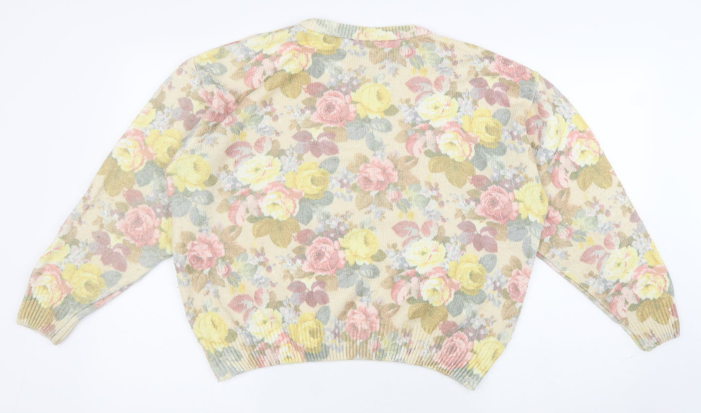 Littlewoods Womens Multicoloured Crew Neck Floral Acrylic Pullover Jumper Size 18