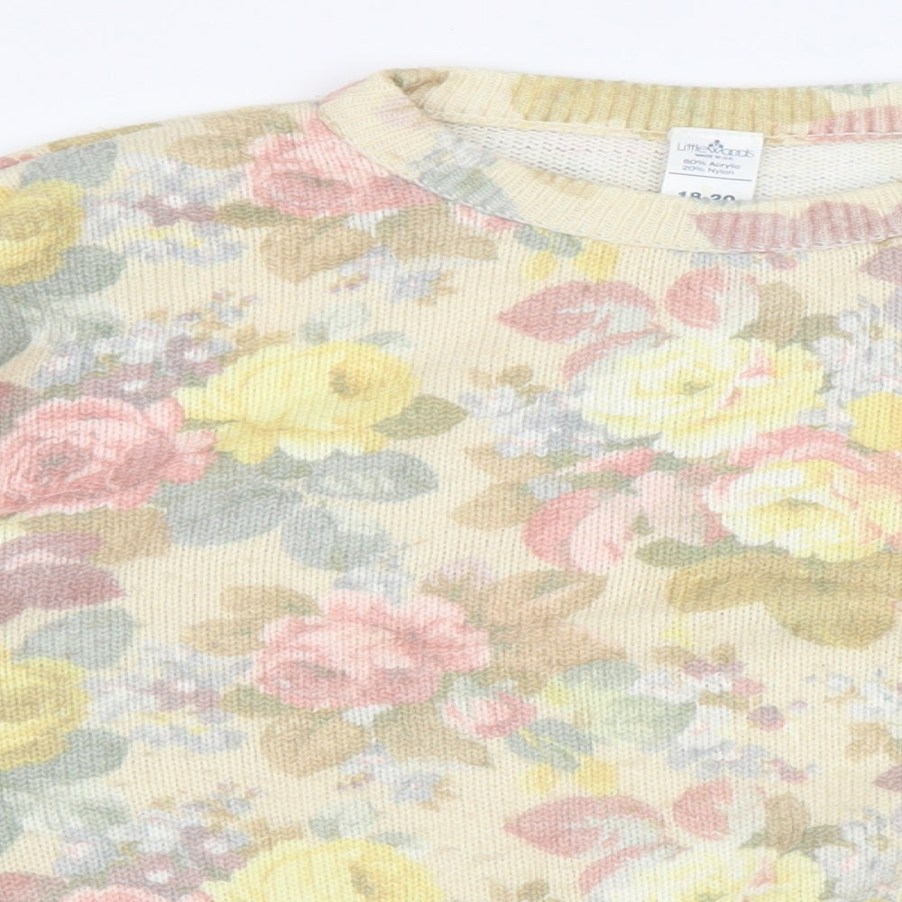 Littlewoods Womens Multicoloured Crew Neck Floral Acrylic Pullover Jumper Size 18