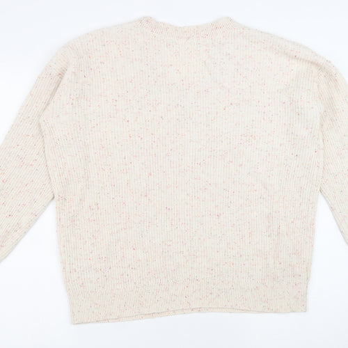 Marks and Spencer Womens Beige V-Neck Cotton Pullover Jumper Size M