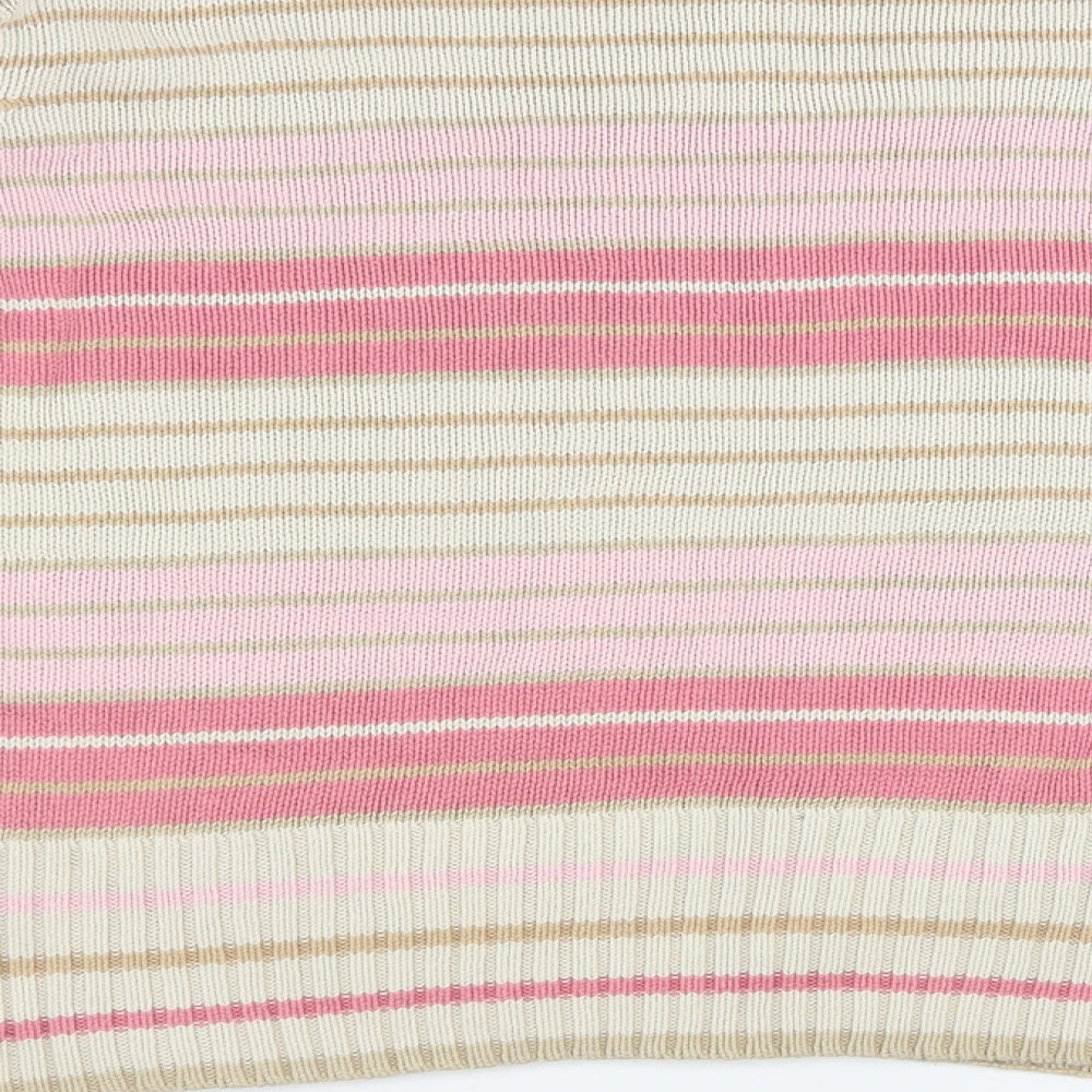 EWM Womens Multicoloured Round Neck Striped 100% Cotton Pullover Jumper Size L - Size 18-20