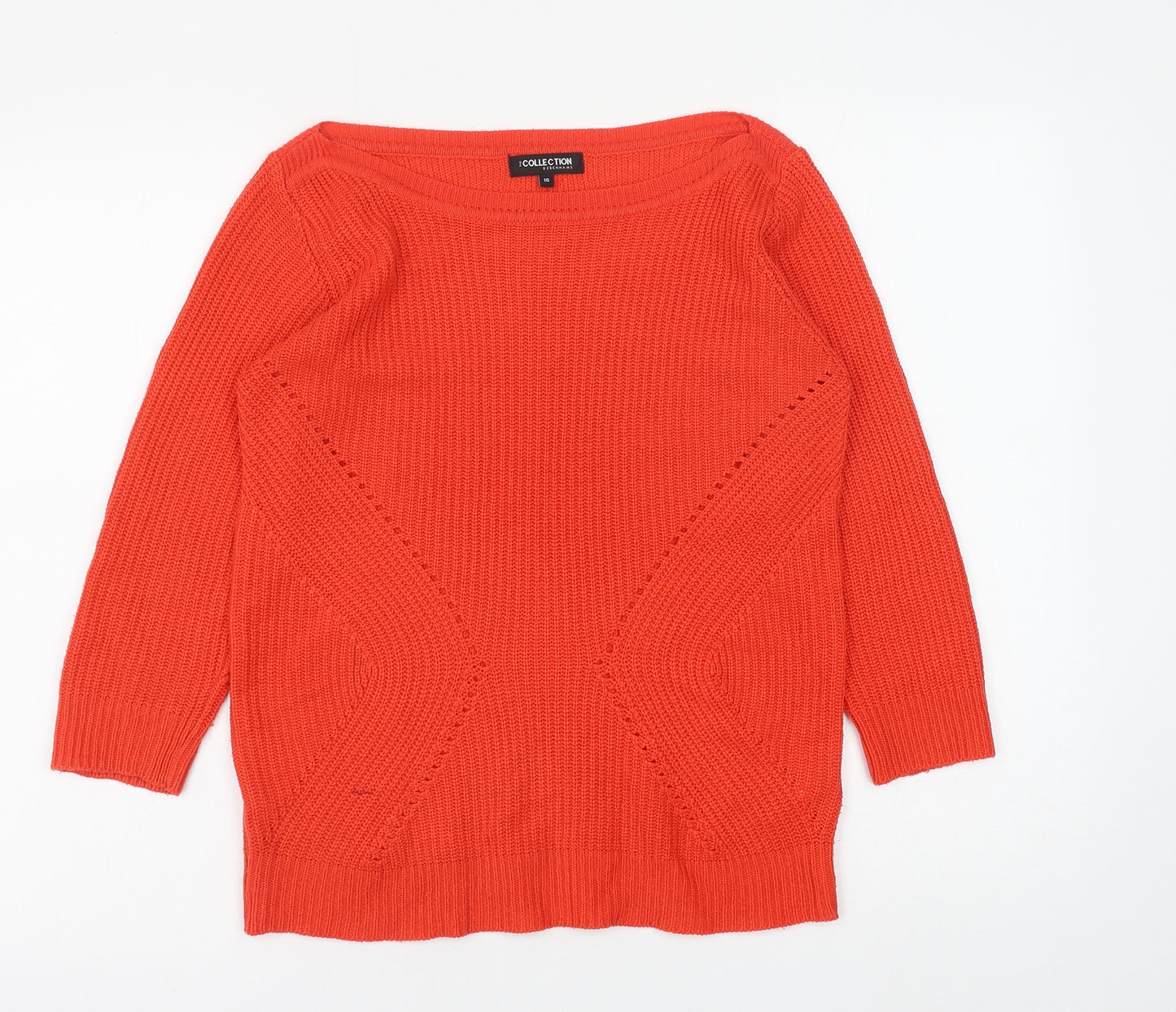 Debenhams Womens Orange Boat Neck Acrylic Pullover Jumper Size 10
