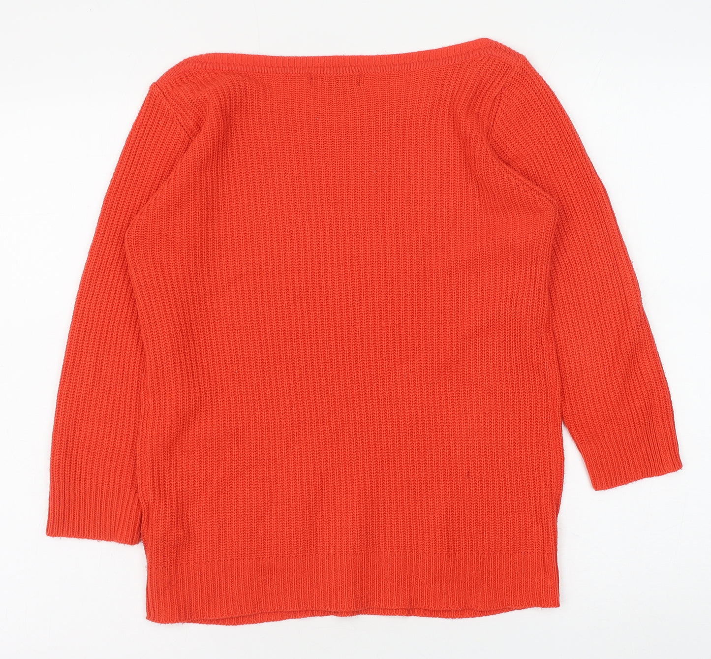 Debenhams Womens Orange Boat Neck Acrylic Pullover Jumper Size 10
