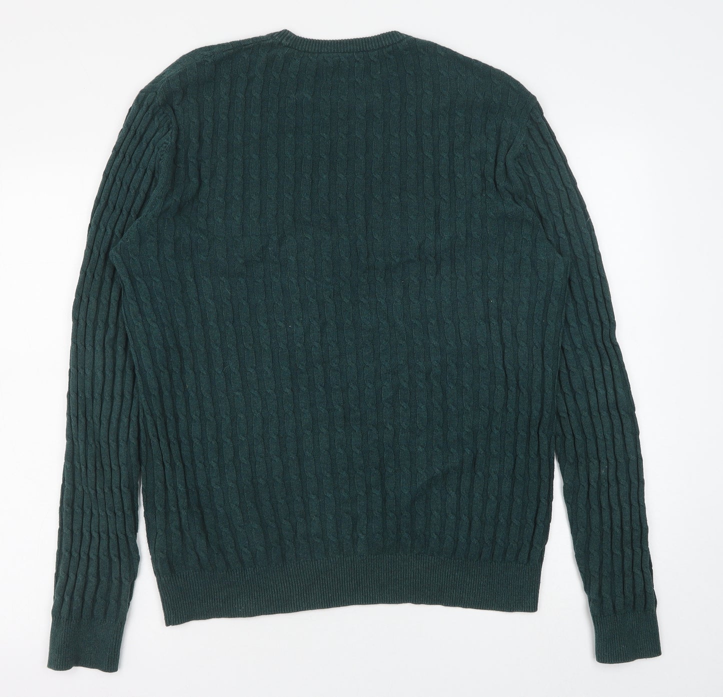 Jack Wills Mens Green Round Neck Cotton Pullover Jumper Size L