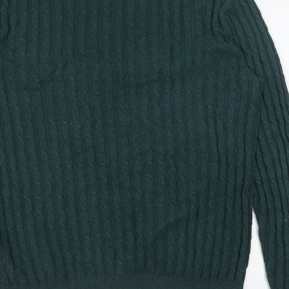 Jack Wills Mens Green Round Neck Cotton Pullover Jumper Size L