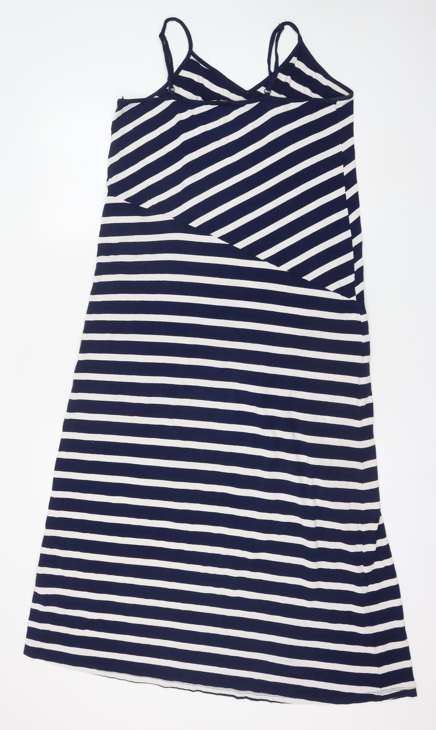 TU Womens Blue Striped Viscose Slip Dress Size 14 V-Neck Pullover