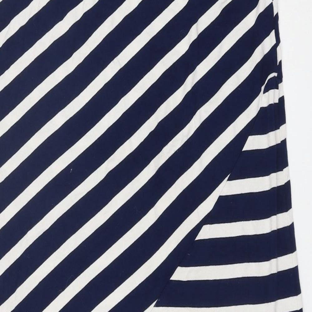 TU Womens Blue Striped Viscose Slip Dress Size 14 V-Neck Pullover