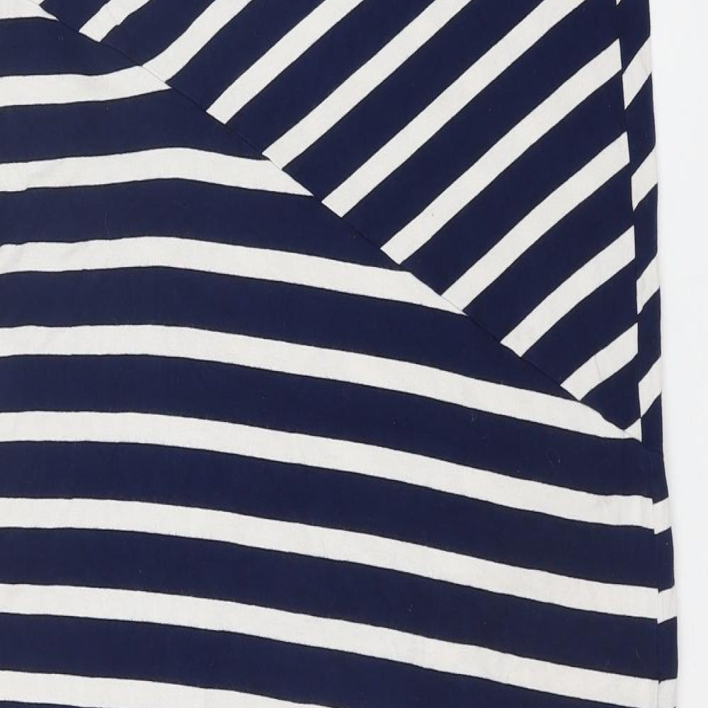 TU Womens Blue Striped Viscose Slip Dress Size 14 V-Neck Pullover