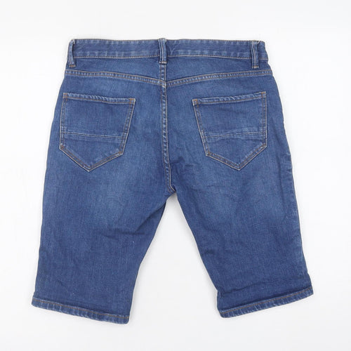 Topman Mens Blue Cotton Bermuda Shorts Size 30 in Regular Button
