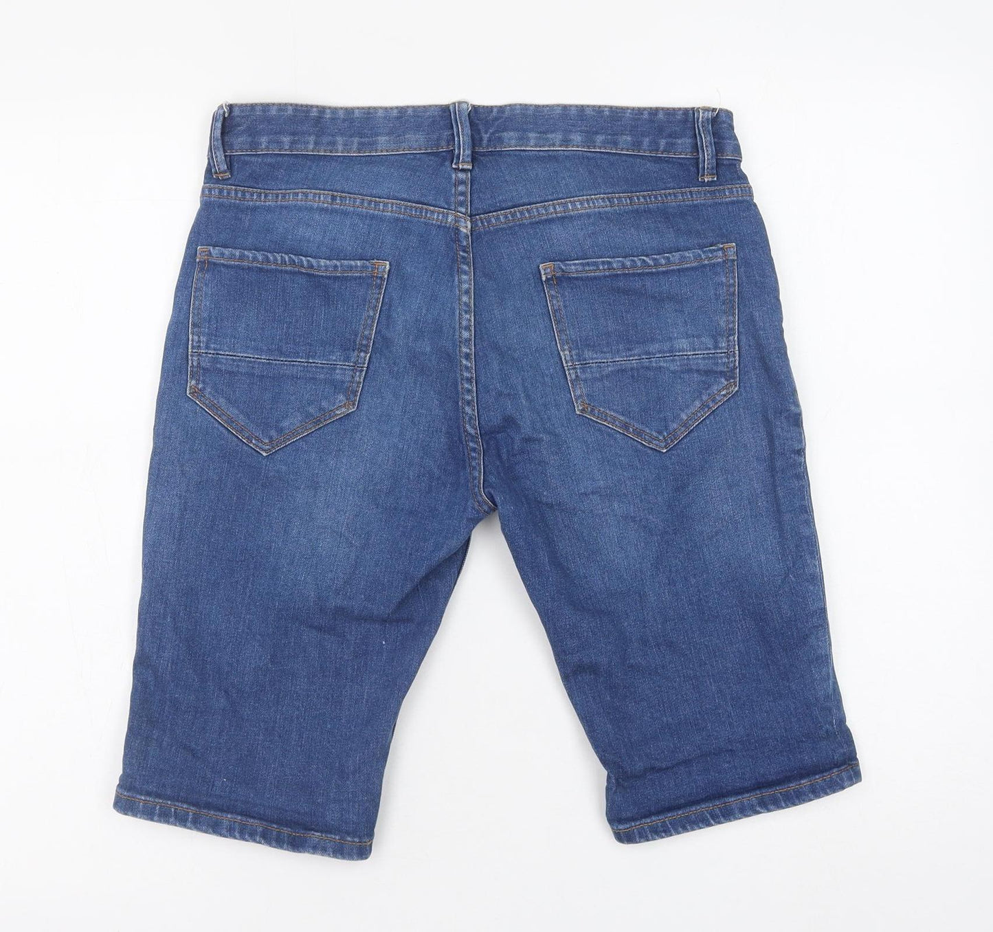 Topman Mens Blue Cotton Bermuda Shorts Size 30 in Regular Button