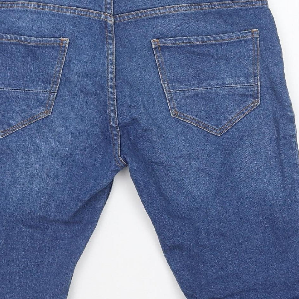 Topman Mens Blue Cotton Bermuda Shorts Size 30 in Regular Button