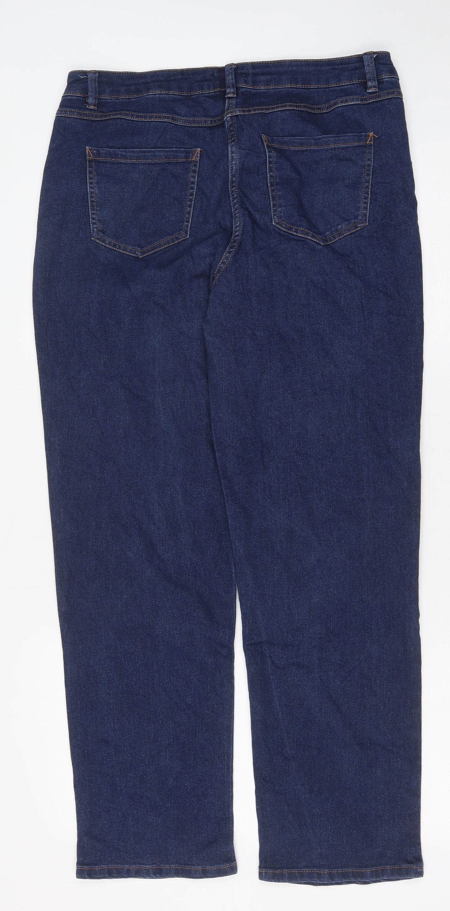 Papaya Womens Blue Cotton Straight Jeans Size 14 L28 in Regular Zip