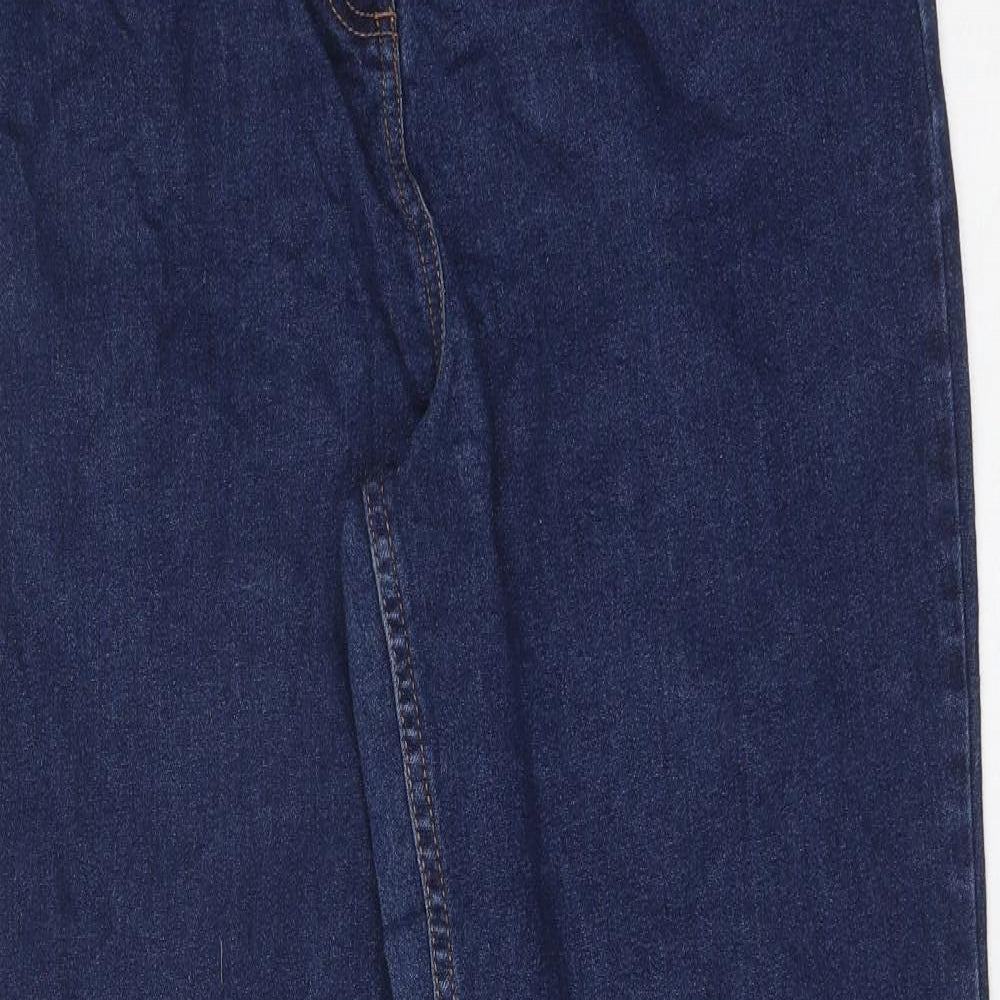 Papaya Womens Blue Cotton Straight Jeans Size 14 L28 in Regular Zip