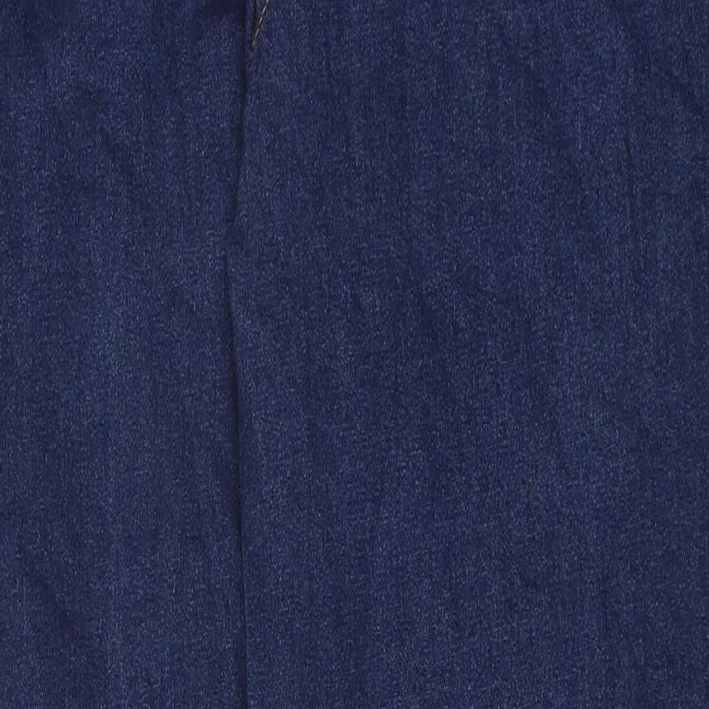 Papaya Womens Blue Cotton Straight Jeans Size 14 L28 in Regular Zip