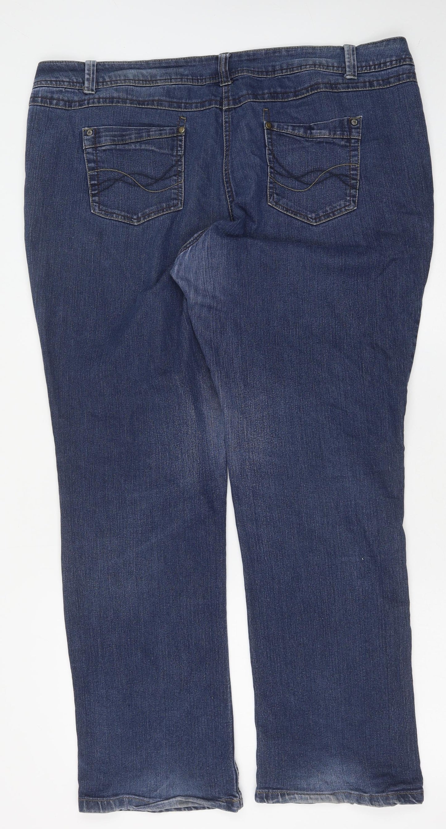 George Womens Blue Cotton Straight Jeans Size 22 Regular Button