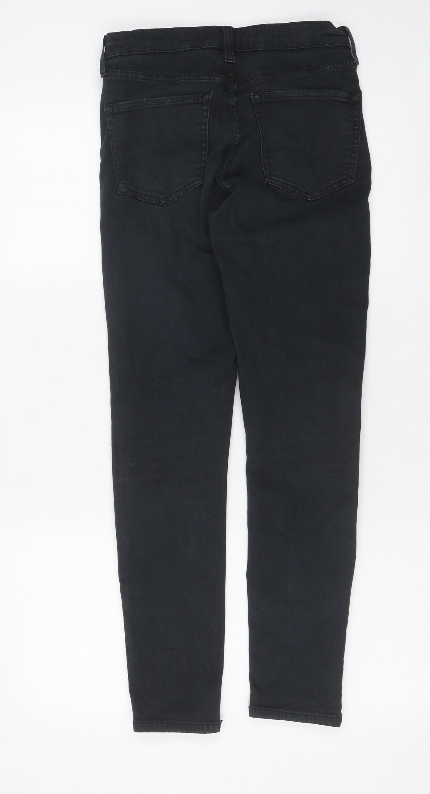 Topshop Womens Black Cotton Skinny Jeans Size 30 L32 in Regular Button