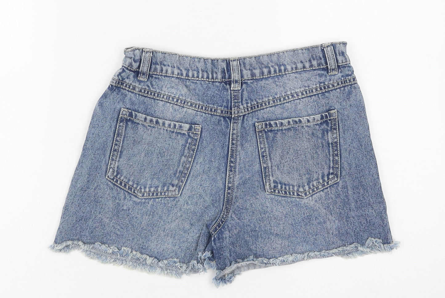 TU Girls Blue Cotton Cut-Off Shorts Size 11 Years Regular Zip
