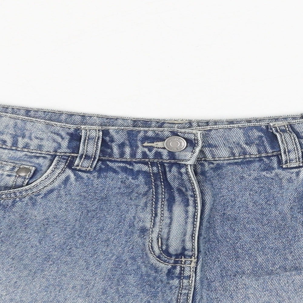 TU Girls Blue Cotton Cut-Off Shorts Size 11 Years Regular Zip