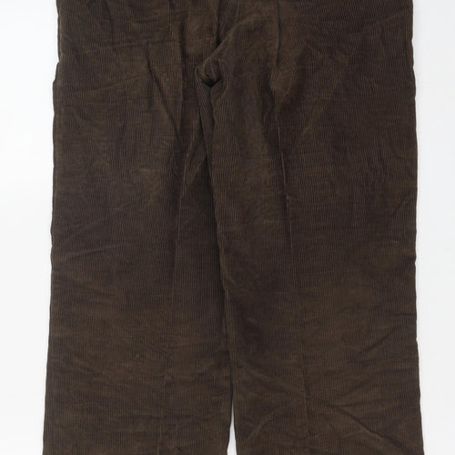Farah Mens Brown Cotton Trousers Size 34 in L29 in Regular Button