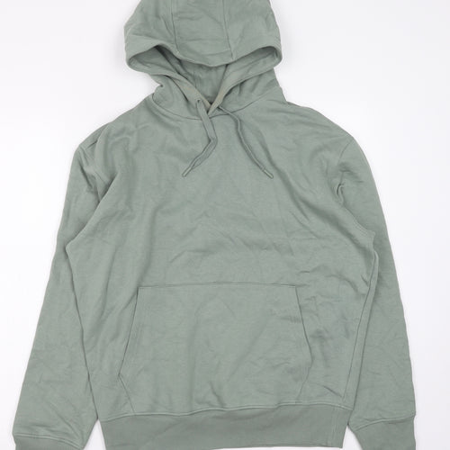 Marks and Spencer Mens Green Cotton Pullover Hoodie Size S
