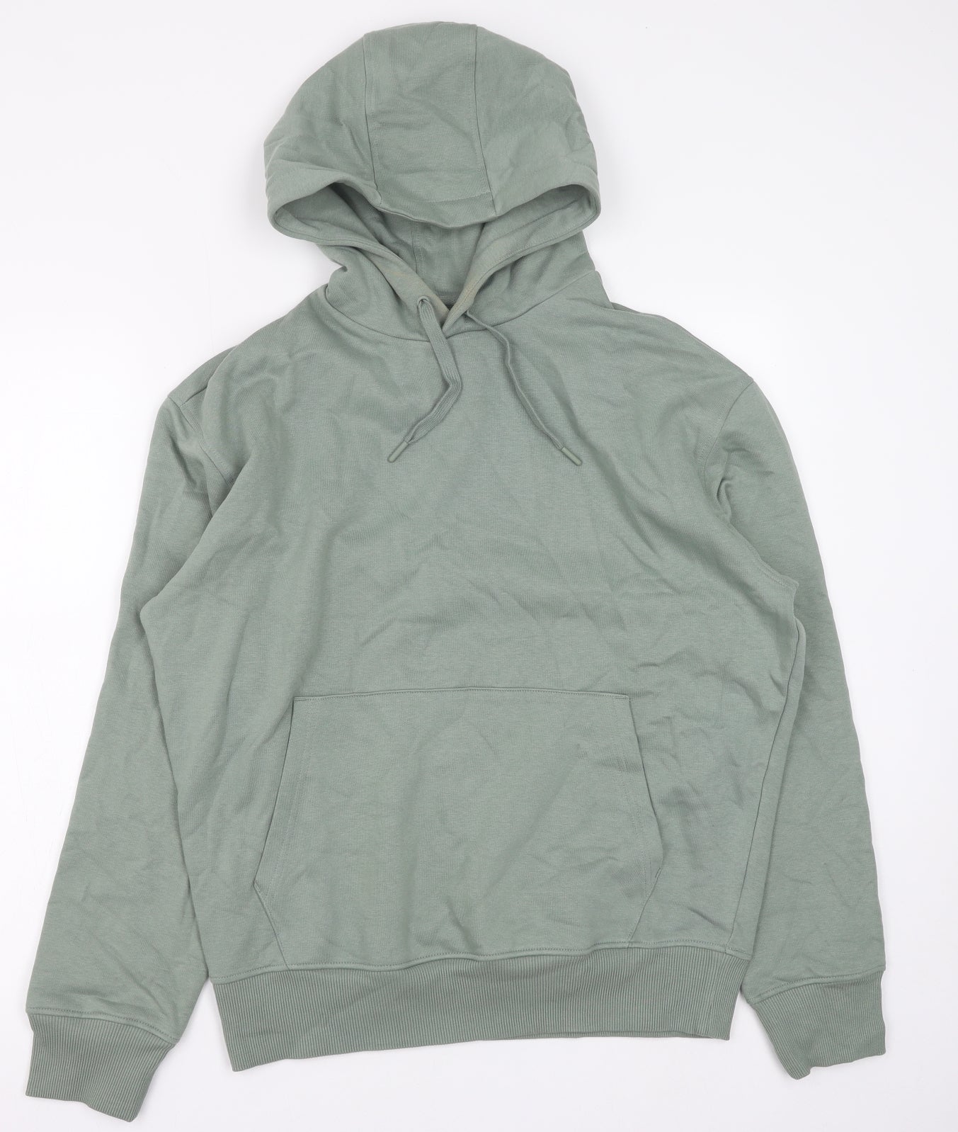 Marks and Spencer Mens Green Cotton Pullover Hoodie Size S