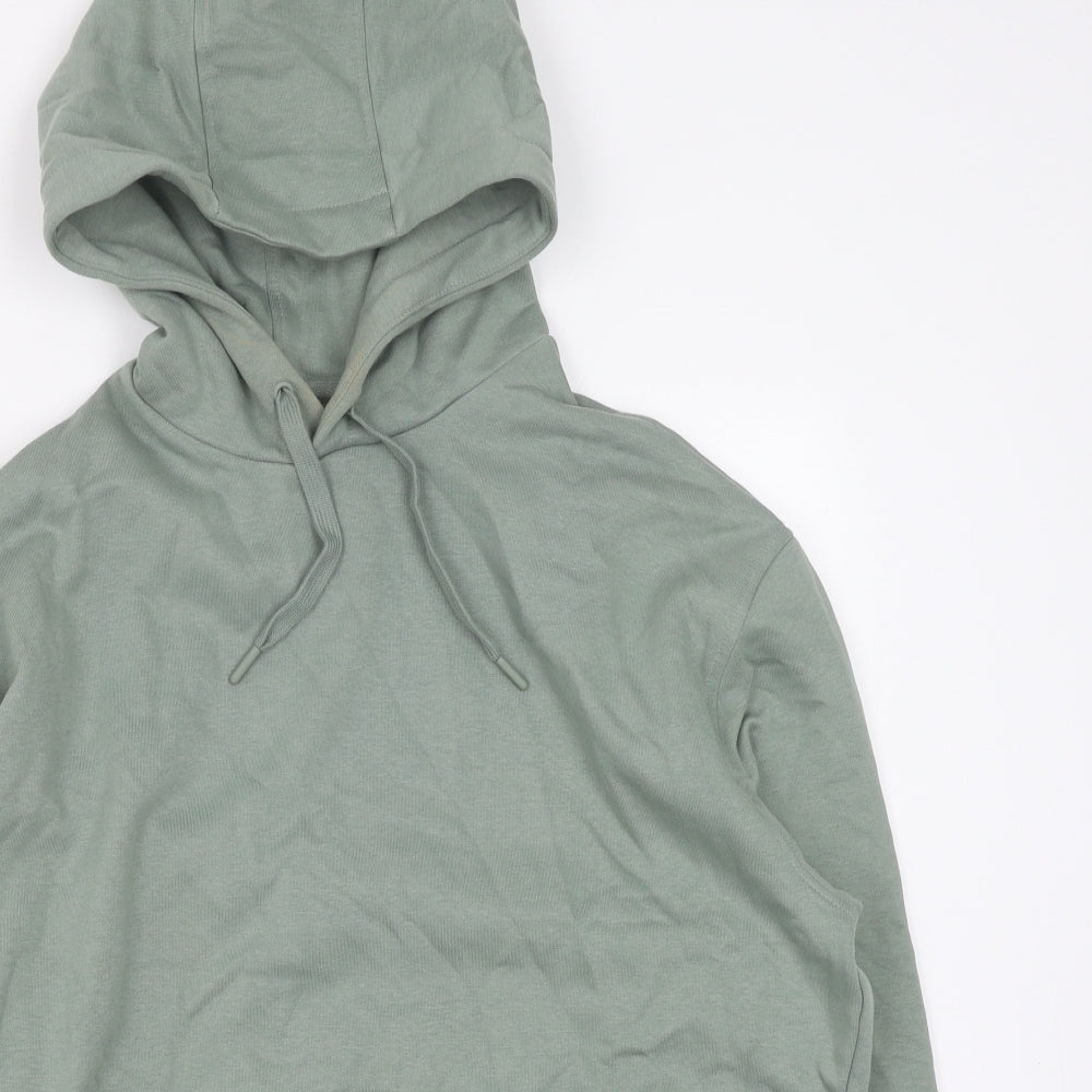 Marks and Spencer Mens Green Cotton Pullover Hoodie Size S