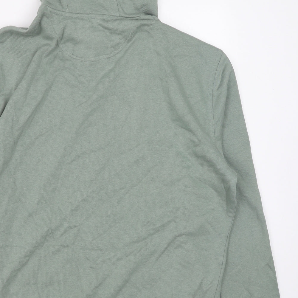 Marks and Spencer Mens Green Cotton Pullover Hoodie Size S