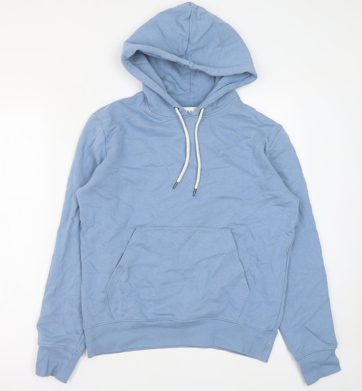 Marks and Spencer Mens Blue Cotton Pullover Hoodie Size S