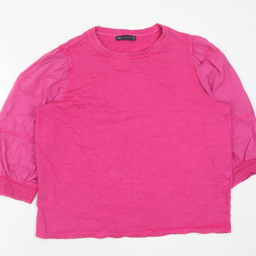 Marks and Spencer Womens Pink Polyester Basic T-Shirt Size 12 Round Neck