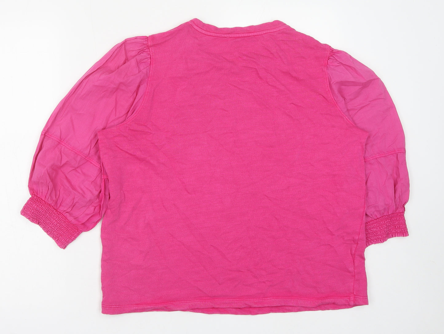 Marks and Spencer Womens Pink Polyester Basic T-Shirt Size 12 Round Neck