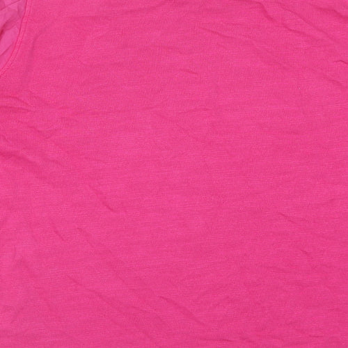 Marks and Spencer Womens Pink Polyester Basic T-Shirt Size 12 Round Neck