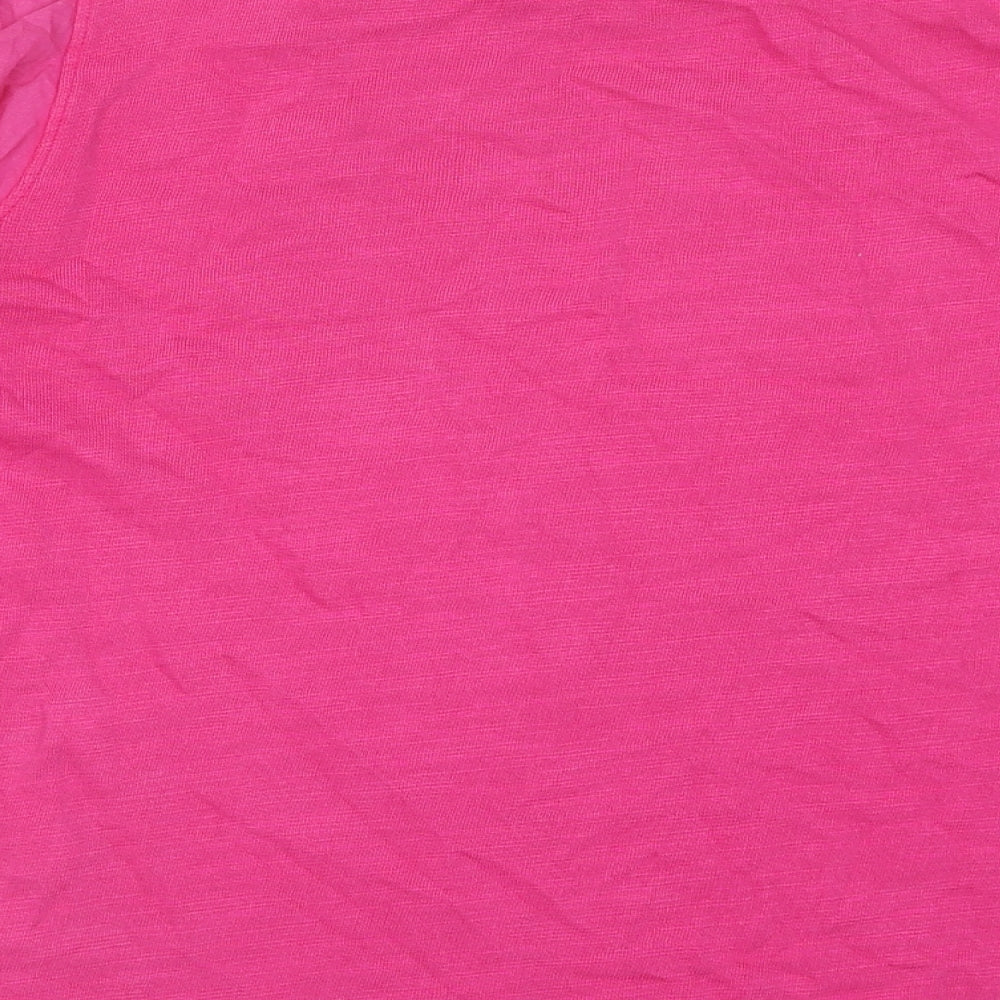 Marks and Spencer Womens Pink Polyester Basic T-Shirt Size 12 Round Neck