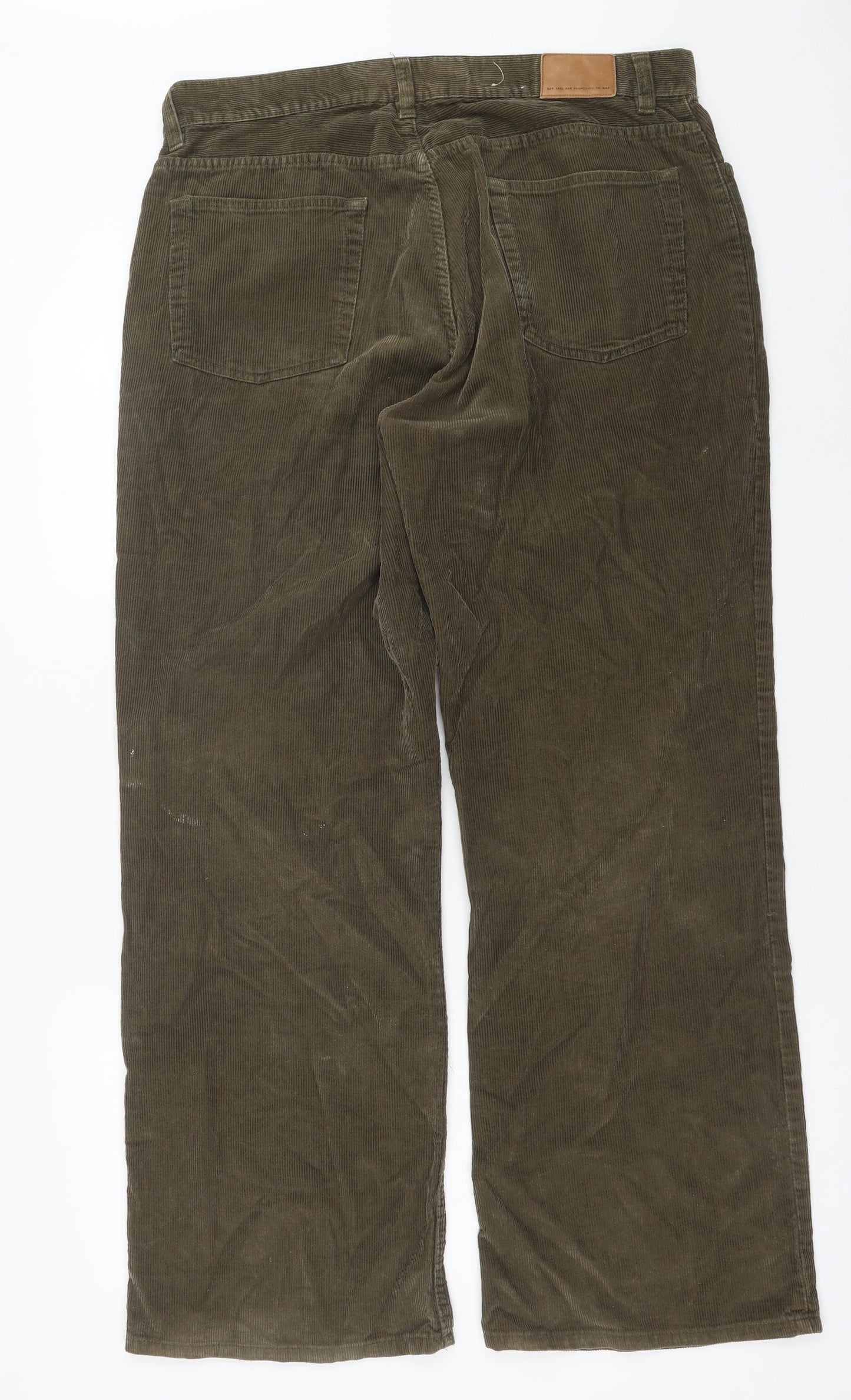 Gap Mens Green Cotton Trousers Size 34 in L30 in Regular Button
