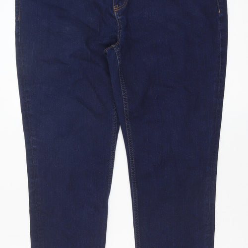 marks and Womens Blue Cotton Skinny Jeans Size 18 Regular Button