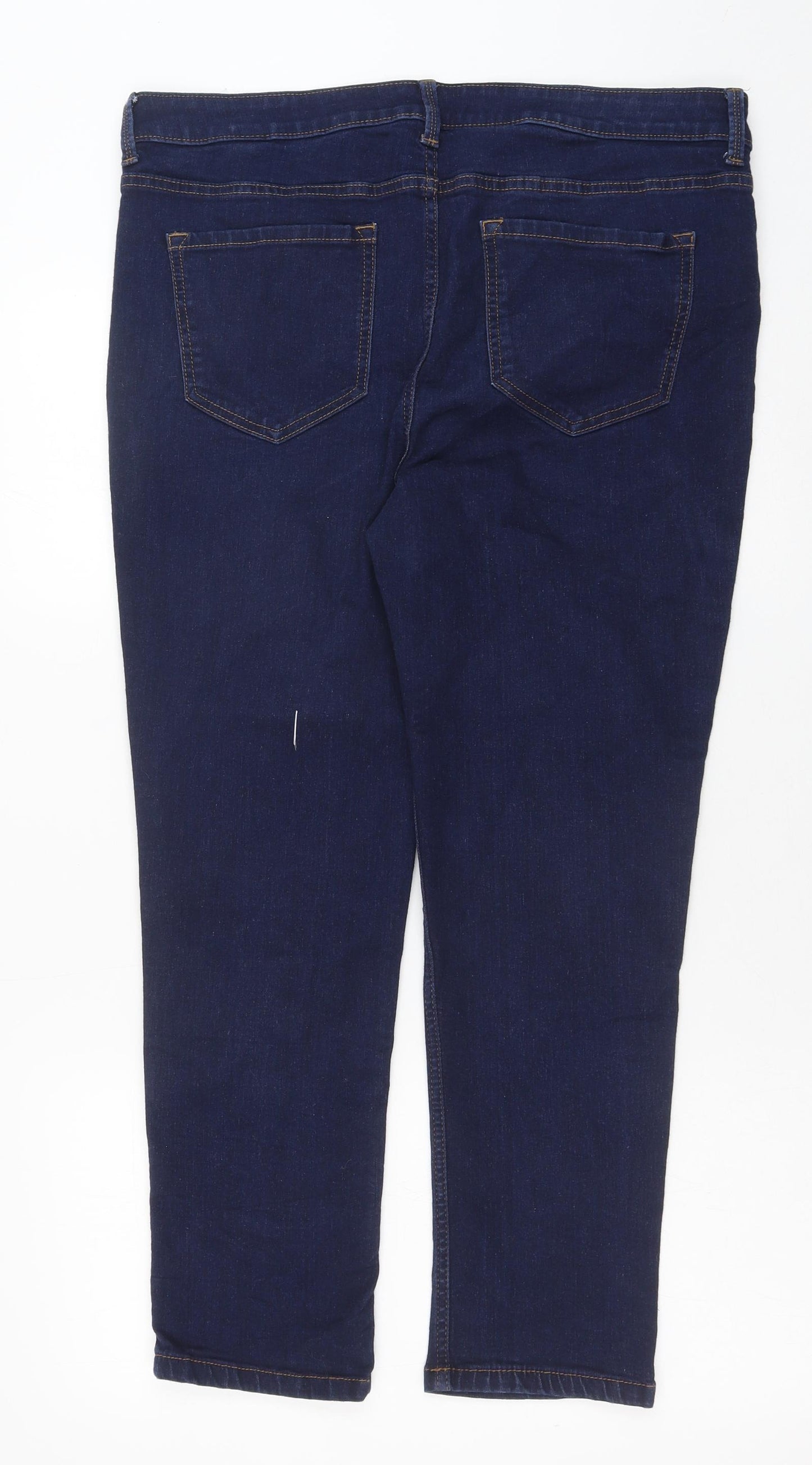 marks and Womens Blue Cotton Skinny Jeans Size 18 Regular Button