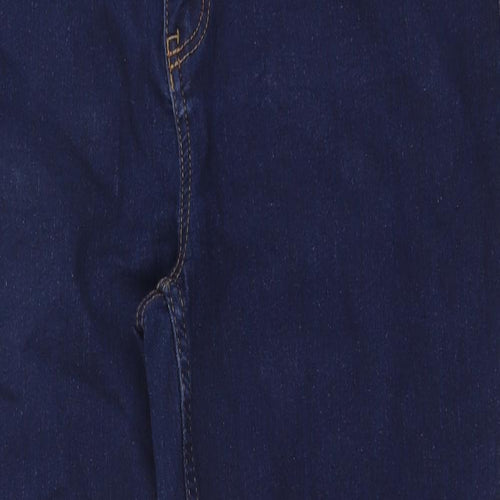 marks and Womens Blue Cotton Skinny Jeans Size 18 Regular Button
