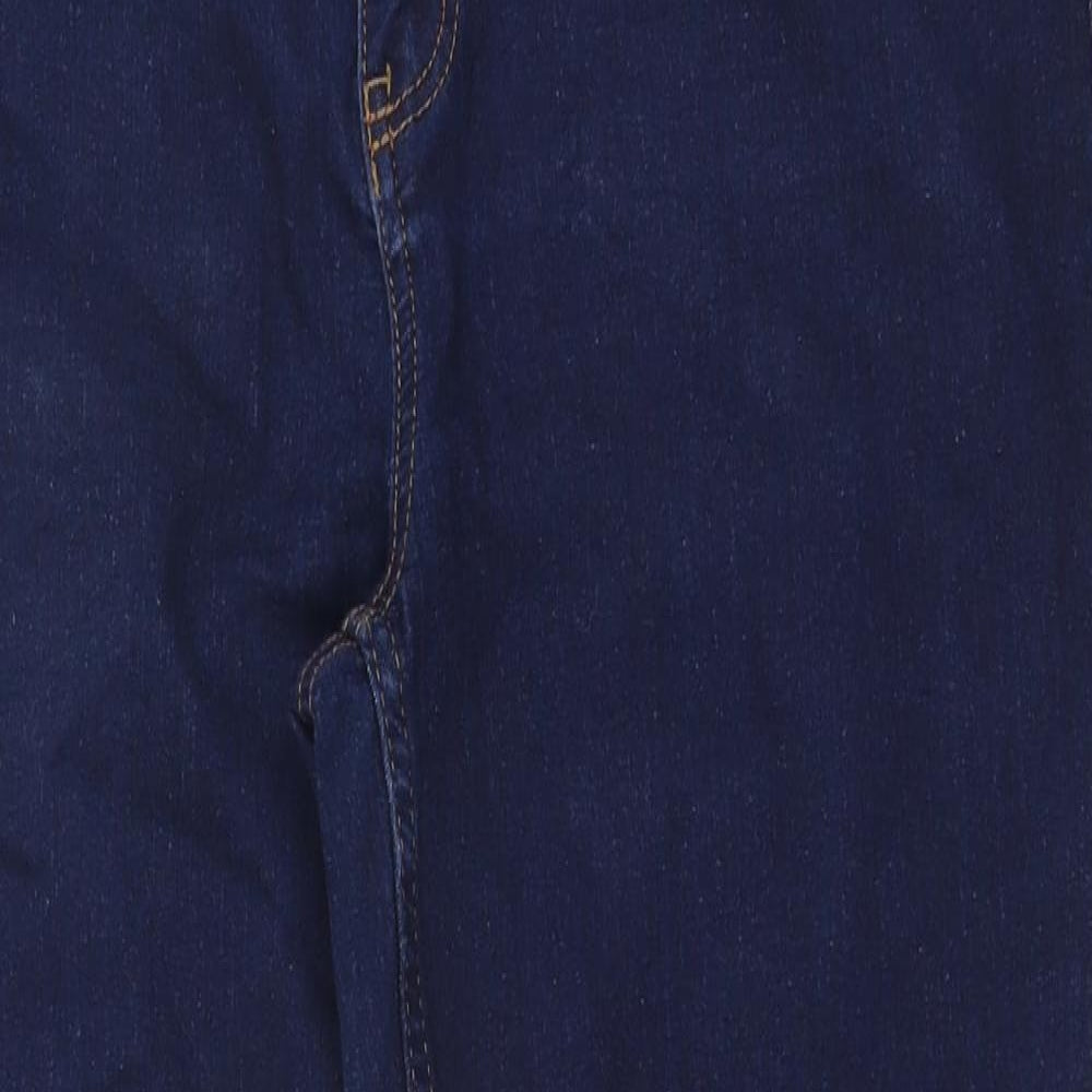 marks and Womens Blue Cotton Skinny Jeans Size 18 Regular Button