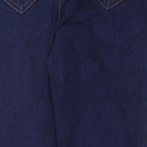 marks and Womens Blue Cotton Skinny Jeans Size 18 Regular Button