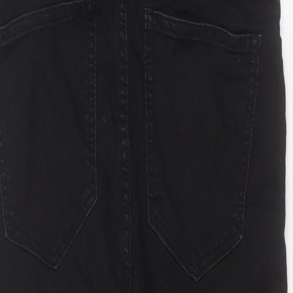 H&M Womens Black Cotton Dungaree One-Piece Size 14 Button