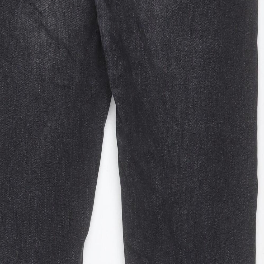 River Island Mens Black Cotton Straight Jeans Size 32 in L32 in Regular Button