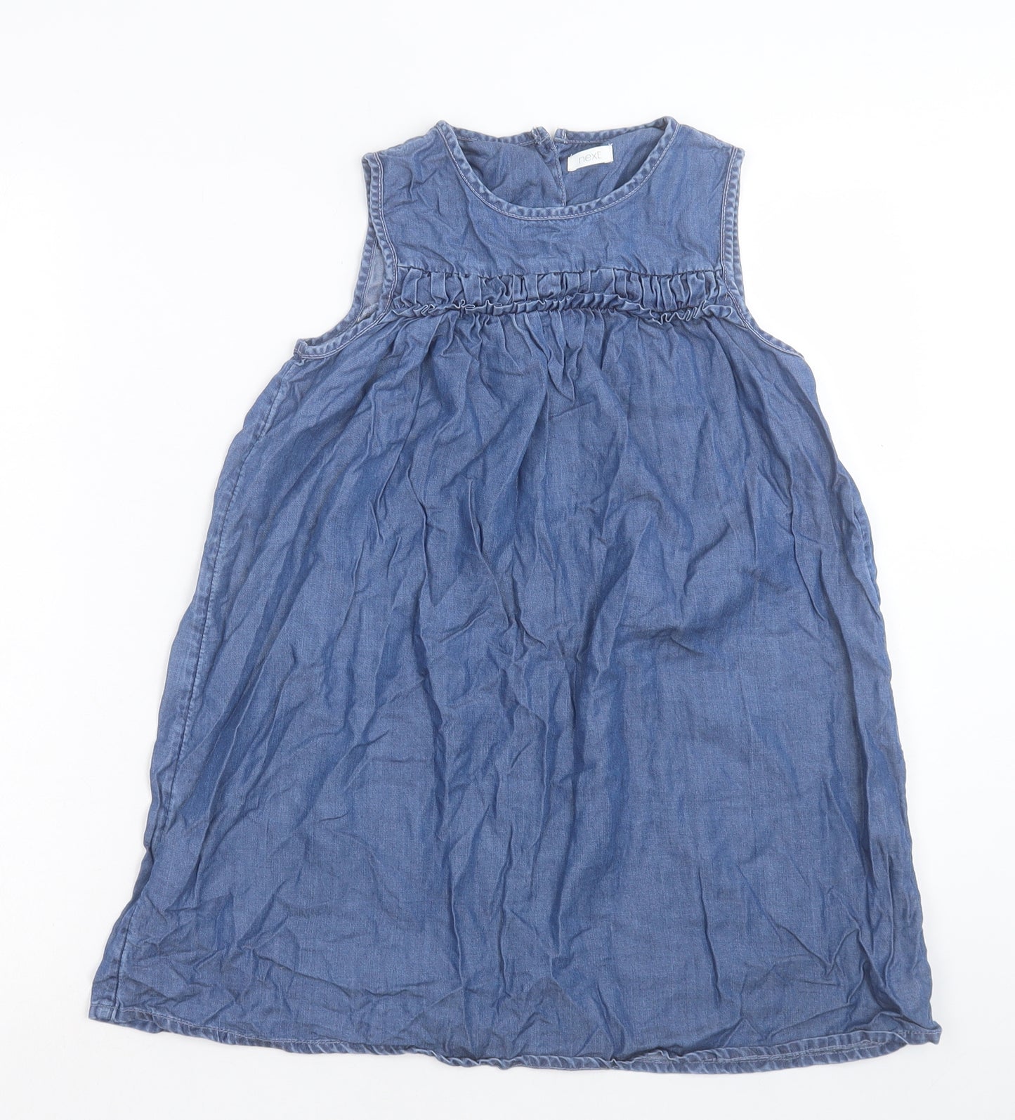 NEXT Girls Blue Lyocell A-Line Size 9 Years Round Neck Button