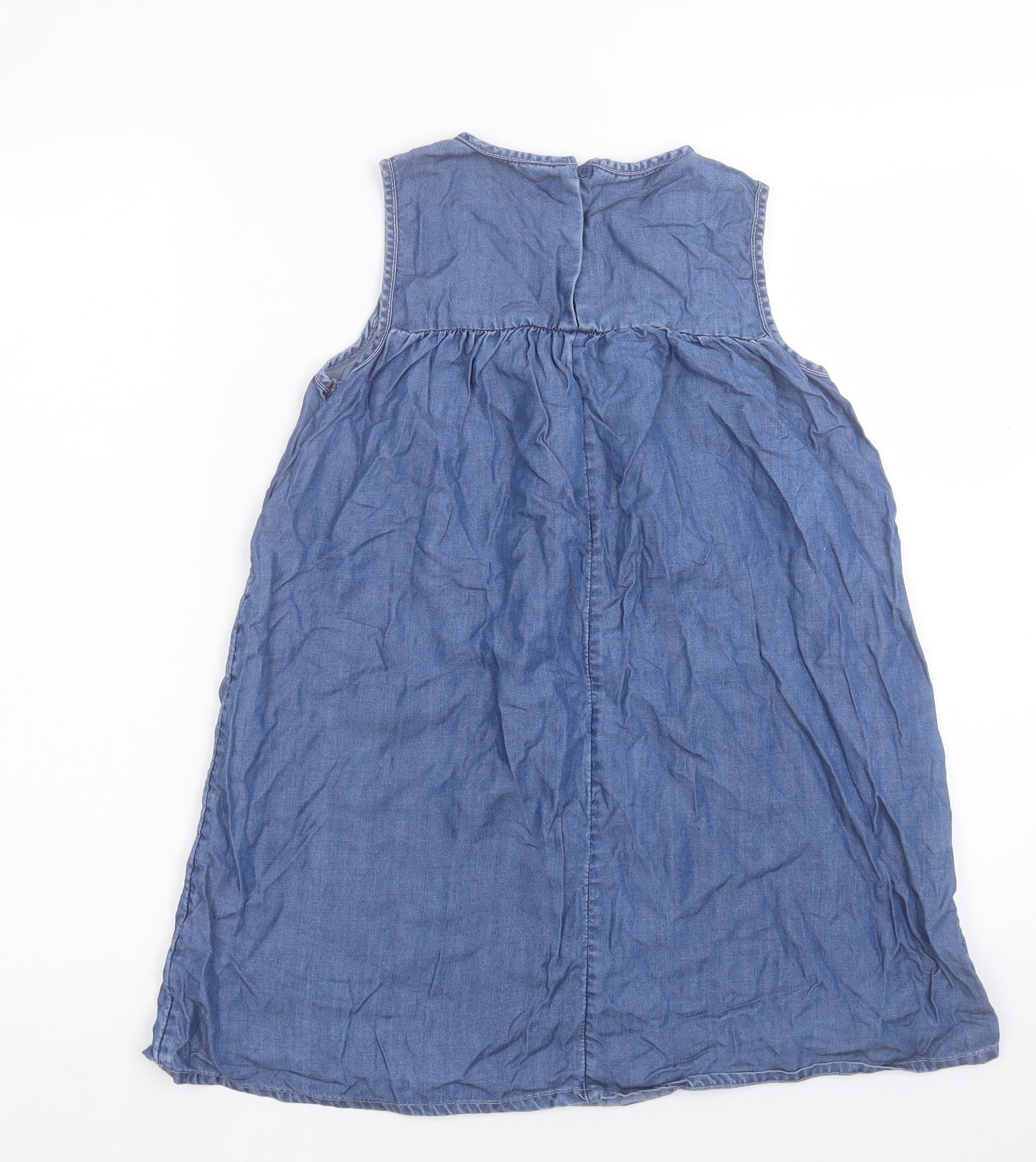 NEXT Girls Blue Lyocell A-Line Size 9 Years Round Neck Button