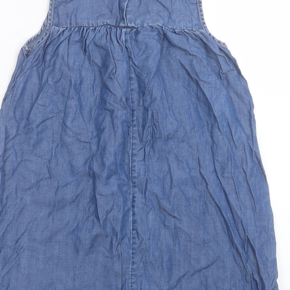 NEXT Girls Blue Lyocell A-Line Size 9 Years Round Neck Button