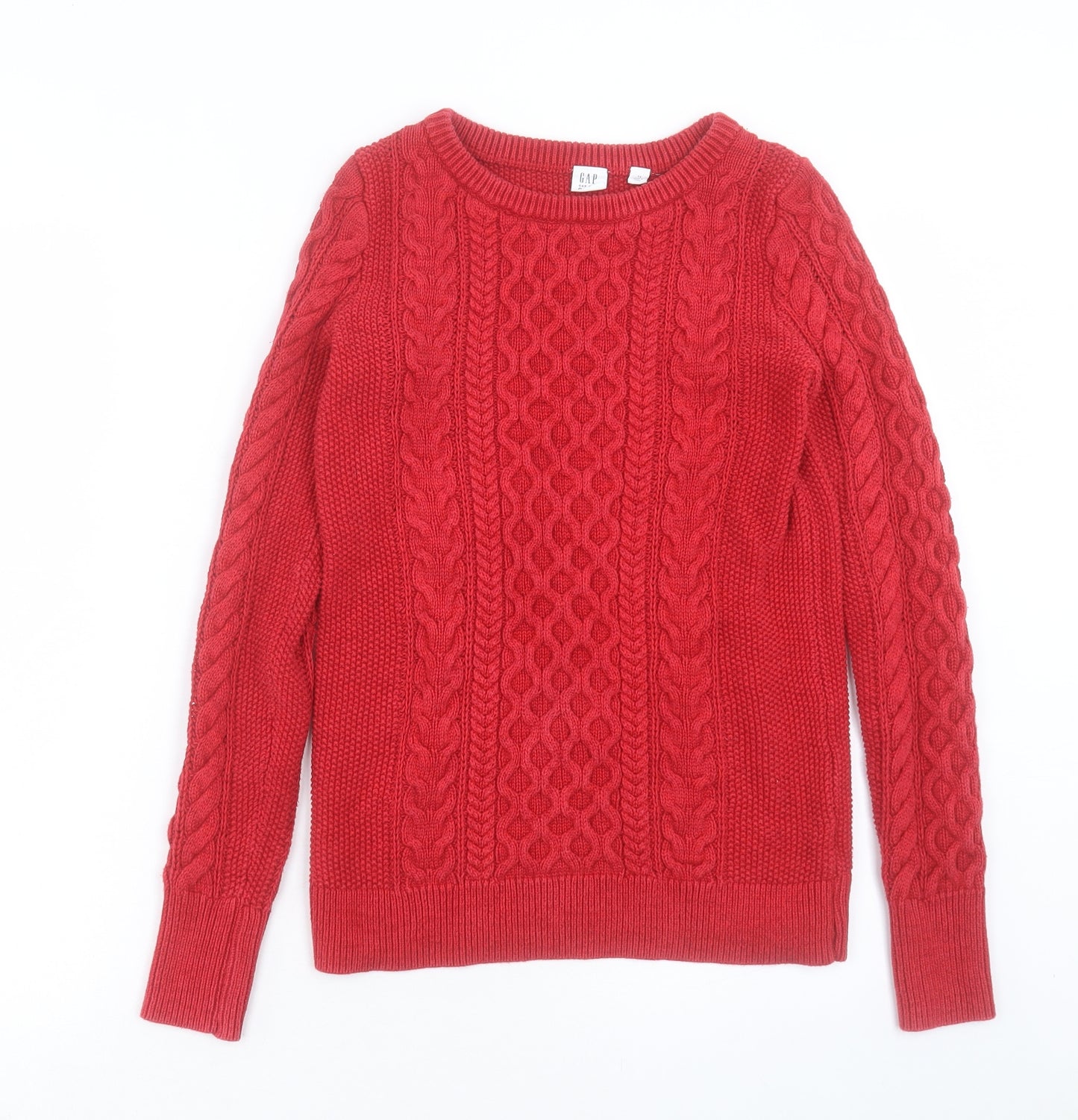 Gap Womens Red Round Neck Cotton Pullover Jumper Size XS