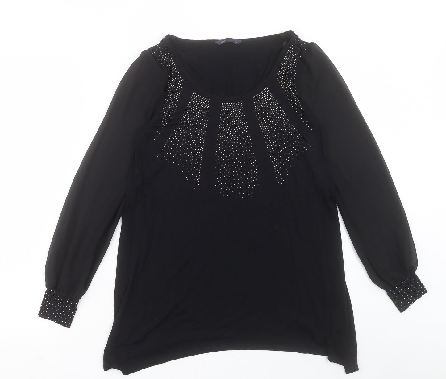 Marks and Spencer Womens Black Polyester Basic Blouse Size 10 Scoop Neck