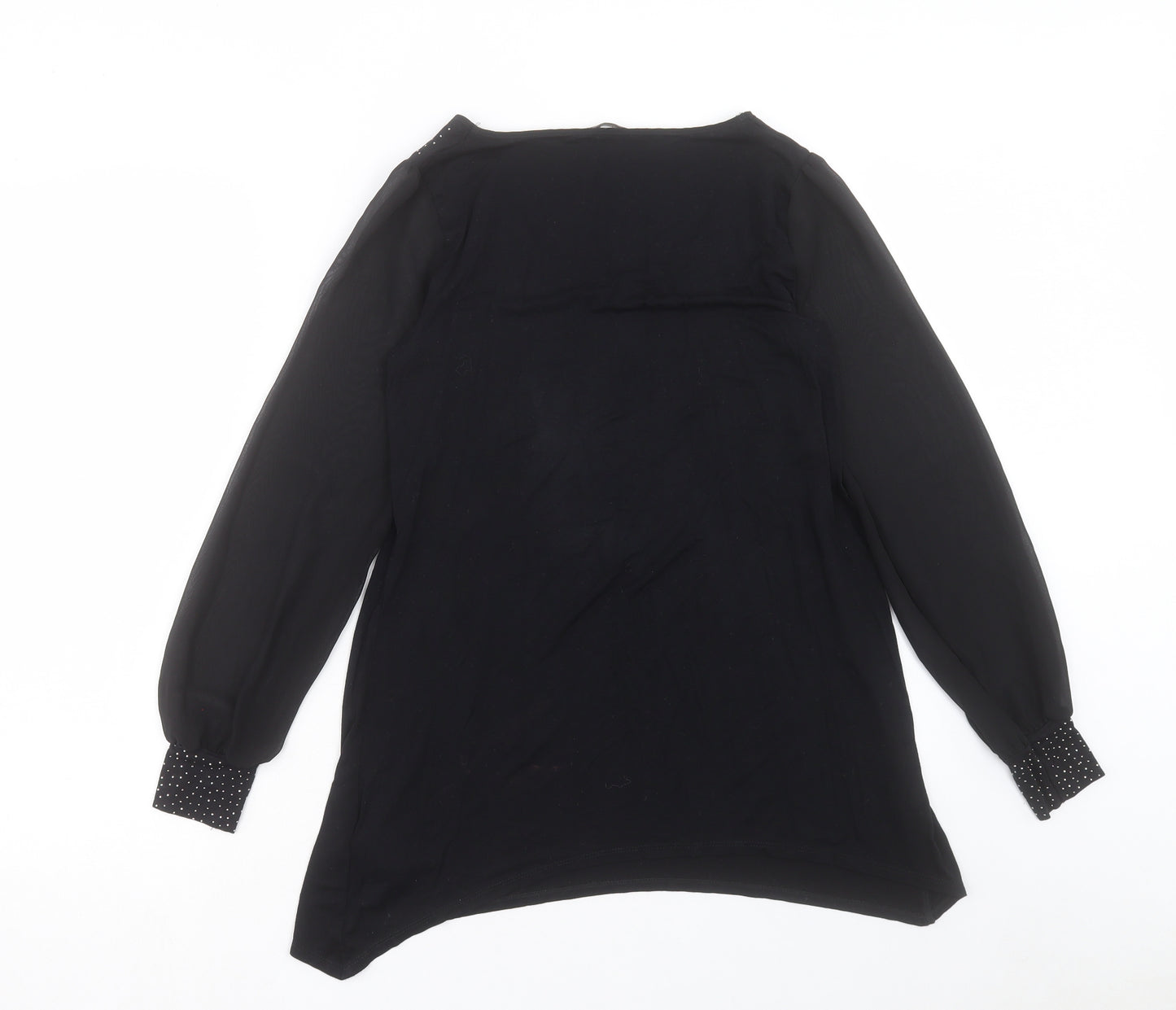 Marks and Spencer Womens Black Polyester Basic Blouse Size 10 Scoop Neck