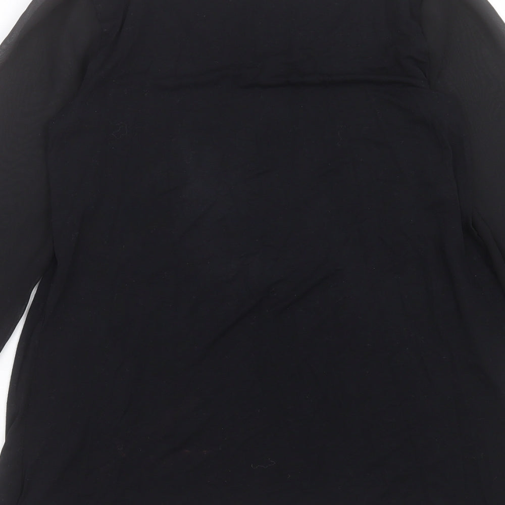 Marks and Spencer Womens Black Polyester Basic Blouse Size 10 Scoop Neck