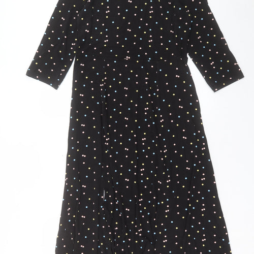 Dorothy Perkins Womens Multicoloured Polka Dot Viscose A-Line Size 12 Round Neck Button