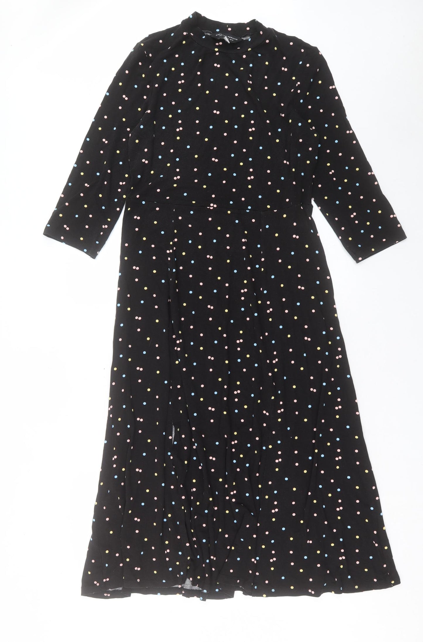 Dorothy Perkins Womens Multicoloured Polka Dot Viscose A-Line Size 12 Round Neck Button