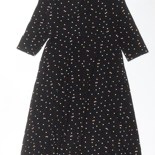 Dorothy Perkins Womens Multicoloured Polka Dot Viscose A-Line Size 12 Round Neck Button