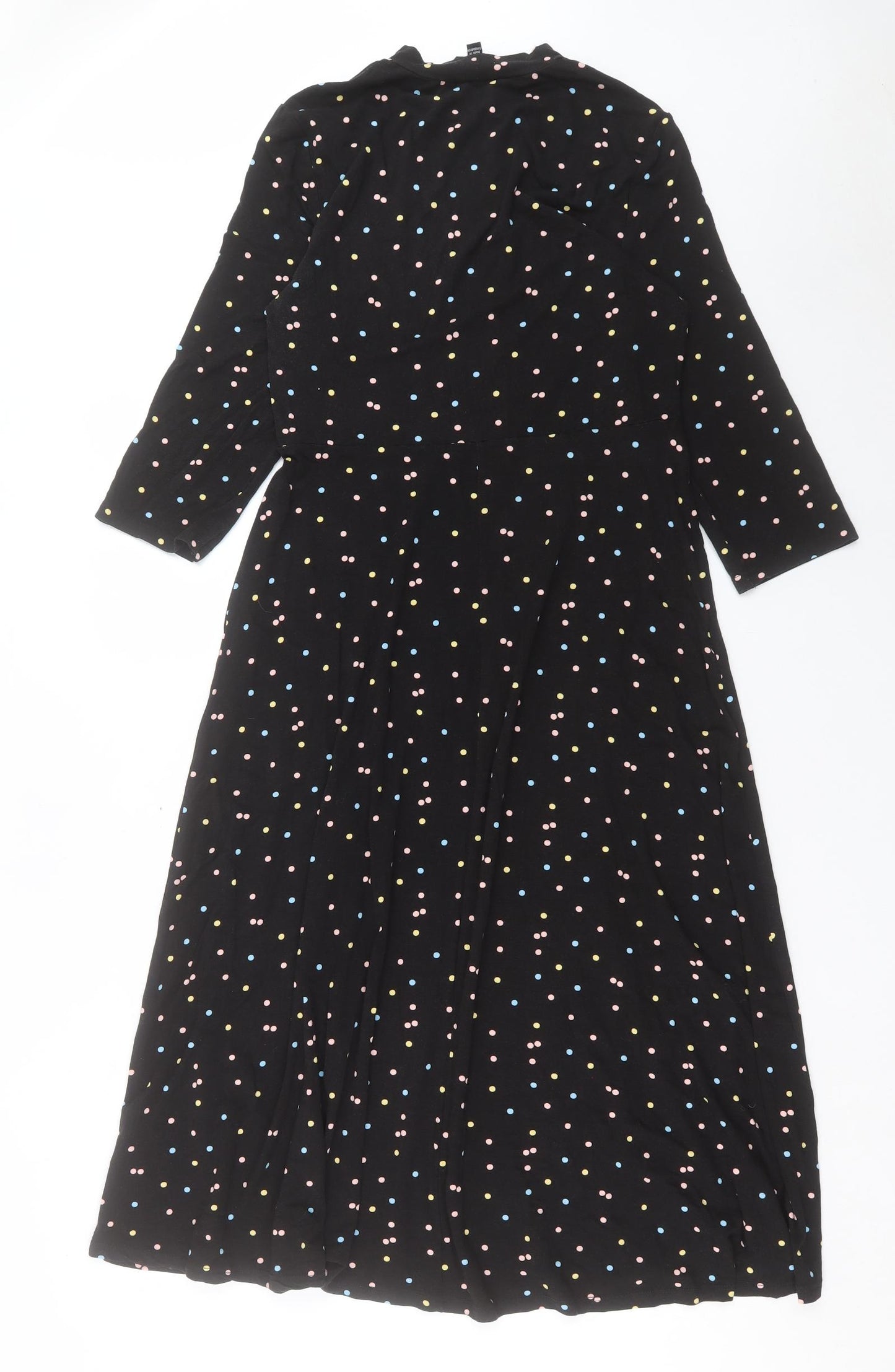 Dorothy Perkins Womens Multicoloured Polka Dot Viscose A-Line Size 12 Round Neck Button